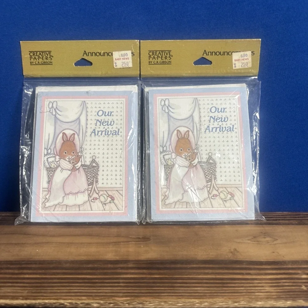 Vintage Baby Birth Announcements (our New Arrival) Gibson Bunnies Lot of 16 New